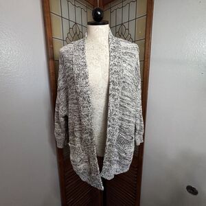 Zara Open Front Cardigan Oversized Sweater With Pockets and Side Slits Size S